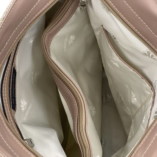 Сумка Di Gregorio кожа/текстиль розовая/бежевая - фото 5, 