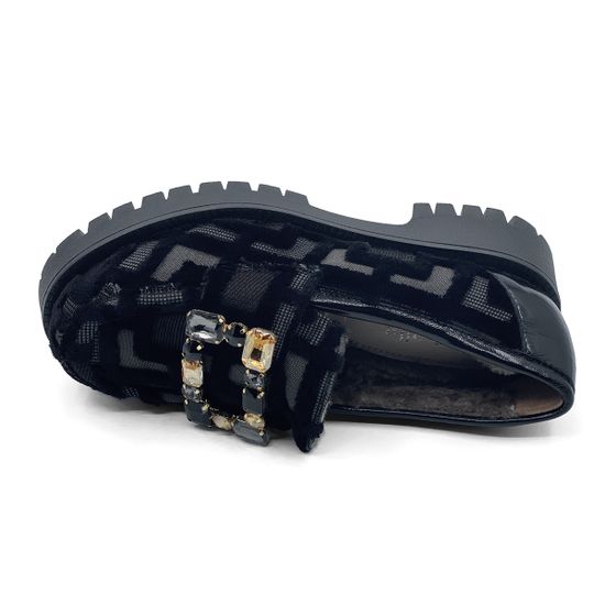 Лоферы NILA NILA черные замша/текстиль на меху - фото 5, VICTORIA-VLM NIL NERO