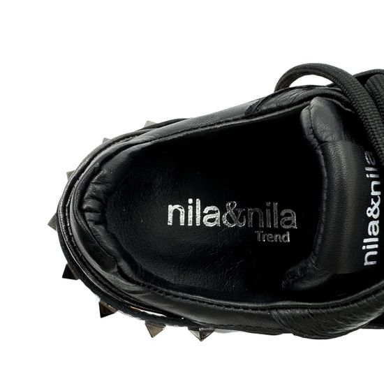 Кроссовки NILA&NILA черные кожаные демисезонные - фото 7, NO6466 NIL NERO
