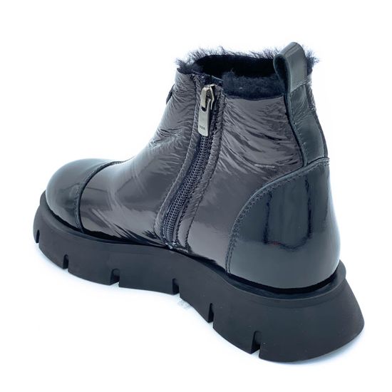 Ботинки Tuffoni черные из лакированной кожи МЕХ - фото 3, 