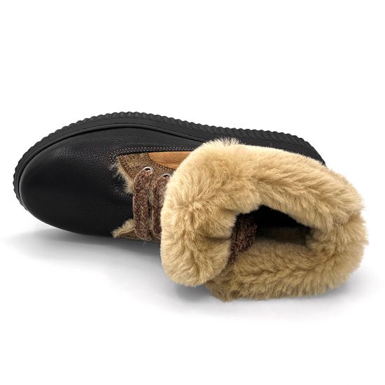 Ботинки Marzetti черно-золотые МЕХ комбинация замши и кожи - фото 7, 