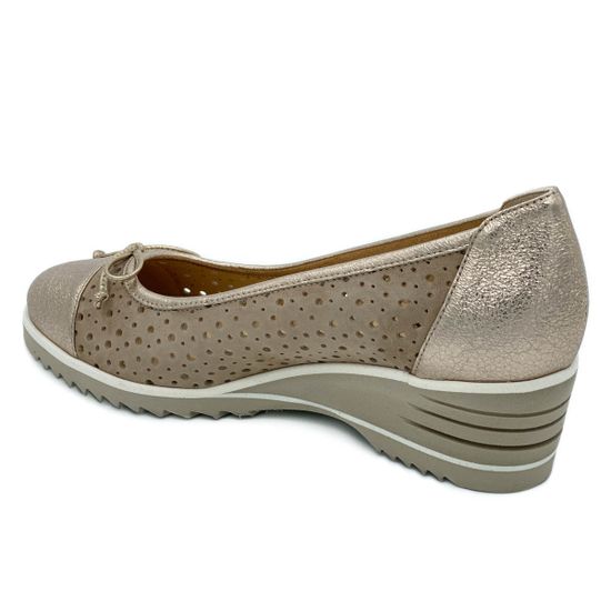 Туфли Donna Soft бежево-золотые комбинация кожи и нубука - фото 3, DS0768 DS BEIGE