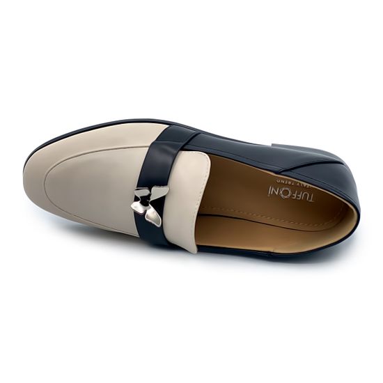 Лоферы TUFFONI кожаные бело-черные - фото 5, 1024011LL TUF BIANCO