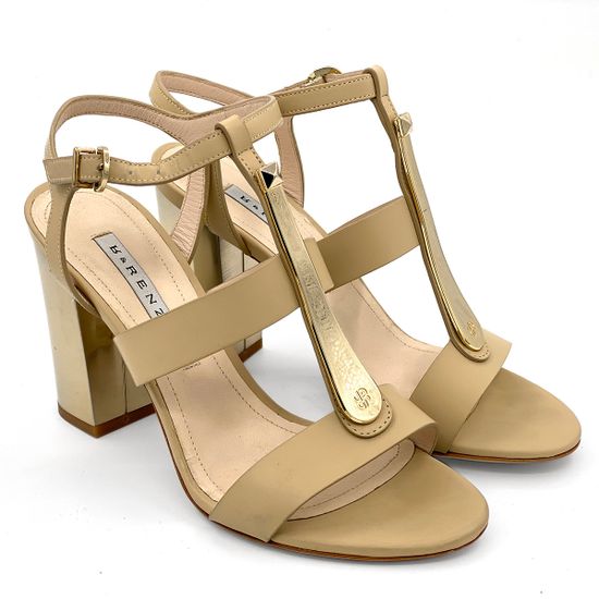 Босоножки Renzi кожаные бежевые с металлическим язычком - фото 7, 521714A RZ