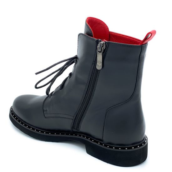 Ботинки Cover черно-красные кожаные демисезонные - фото 3, 