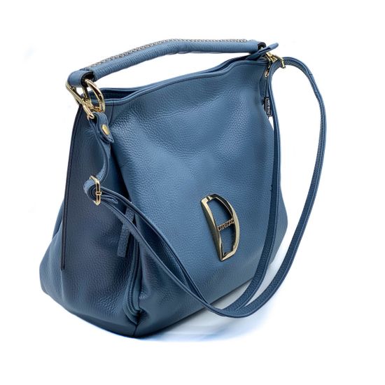 Сумка Di Gregorio голубая  кожаная - фото 2, 