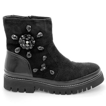 Ботинки Lab Milano черные замшевые с лаковыми вставками - фото 1, 20608 LAB