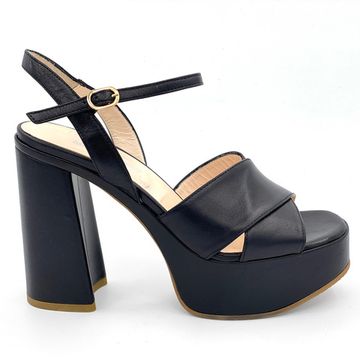 Босоножки Rosso&amp;Nero кожаные черные на платформе - фото 1, 3867 RN NERO