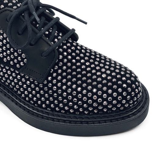 Полуботинки Mimmu черные замшевые демисезонные клепки метал - фото 6, F303M24 MIM MET851