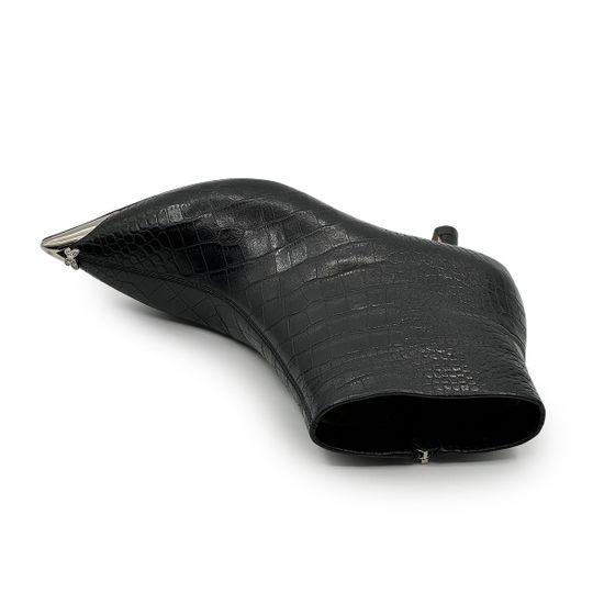 Ботильоны TUFFONI черные кожаные тиснение &quot;крокодил&quot; на байке - фото 5, 3524066LB TUF NERO