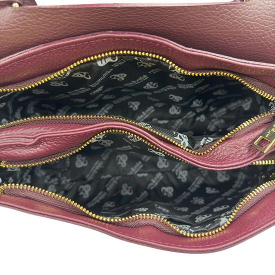 Сумка NILA&NILA бордовая кожаная - фото 5, BNN7003 NIL BORDO