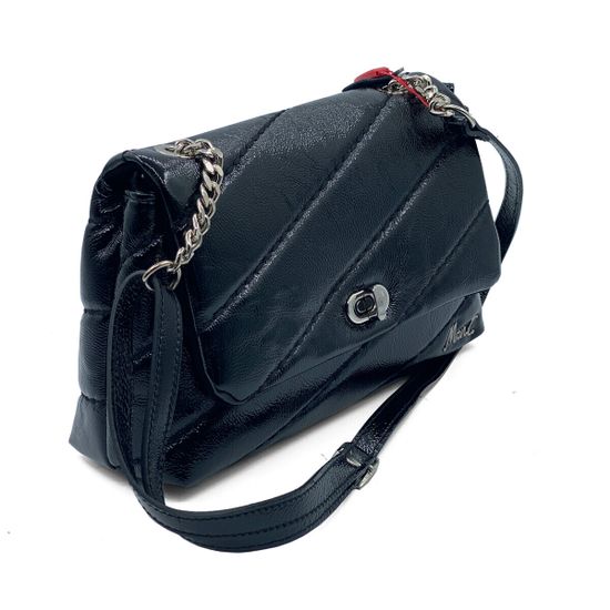 Сумка Marina Creazioni черная из стеганой лакированной кожи - фото 2, B6714  MC NERO LAK