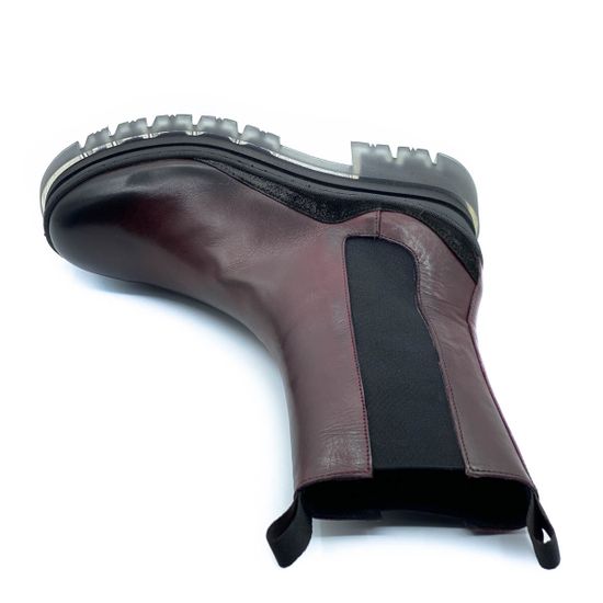 Ботинки челси Mimmu бордовые демисезонные комбинация кожи и замши - фото 5, E442E1 MIM MULBERRY