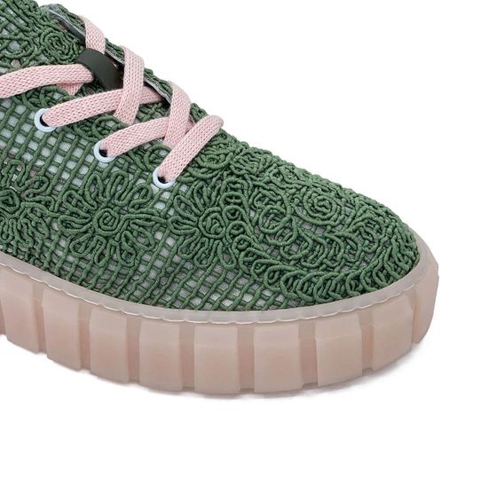 Кроссовки Lab Milani зеленые текстильные префорированные - фото 6, 461800 LAB