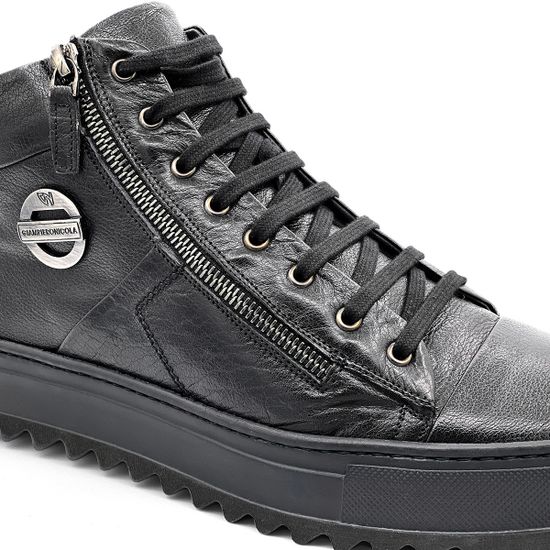 Ботинки Giampieronicola черные кожаные МЕХ - фото 5, 