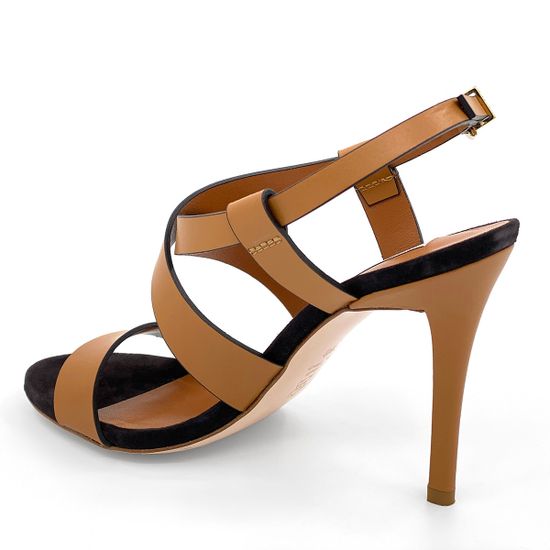 Босоножки Tiffi черно-рыжые кожаные - фото 3, 510/90 TI