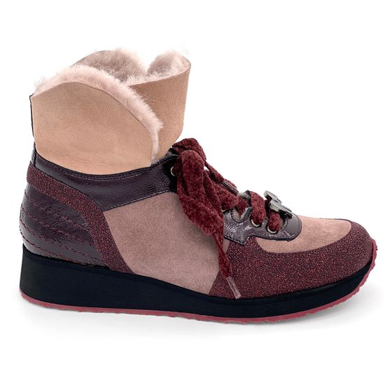 Ботинки Marzetti розово-бордовые замшевые МЕХ - фото 3, D70745M01 MZ