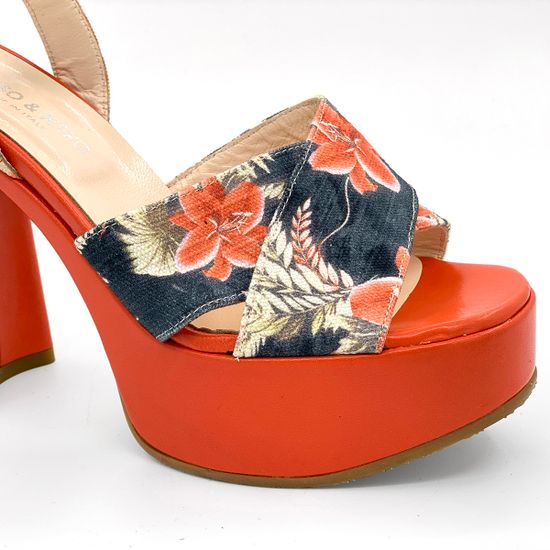 Босоножки Rosso&amp;Nero кожаные красные на платформе - фото 6, 3867 RN ROSSO