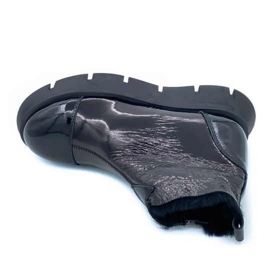 Ботинки Tuffoni черные из лакированной кожи МЕХ - фото 5, 