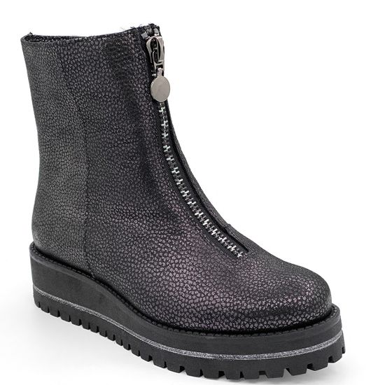 Ботинки Cover антрацит кожаные МЕХ - фото 2, 