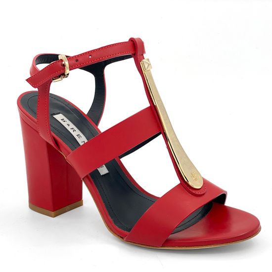 Босоножки Renzi кожаные красные с металлическим язычком - фото 2, 