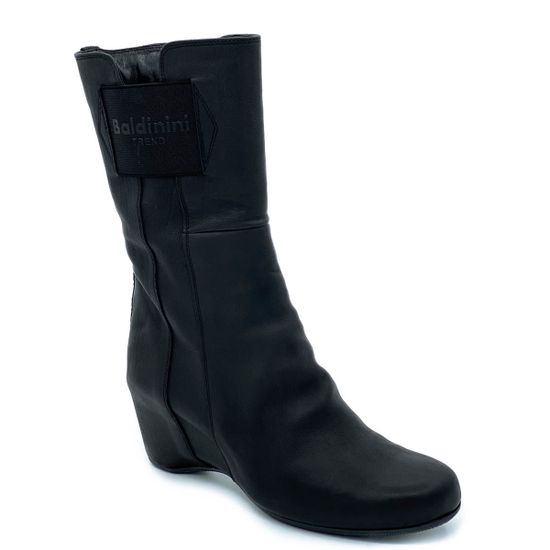 Полусапоги Baldinini черные кожаные МЕХ - фото 2, 