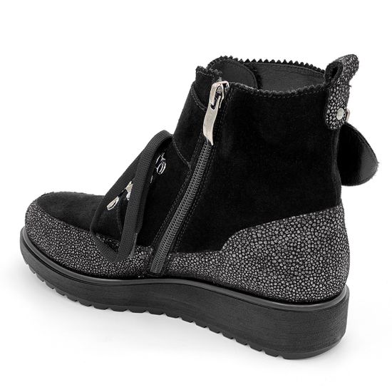 Ботинки Marzetti черно-серебряные замшевые МЕХ - фото 3, 