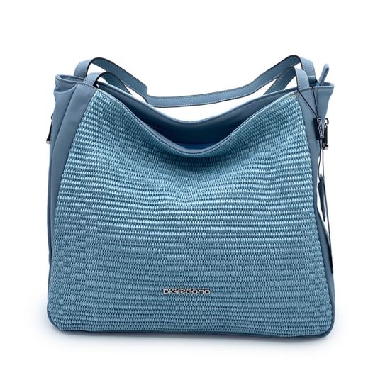 Сумка Di Gregorio кожа/текстиль голубая - фото 1, 3718 DG CELESTE
