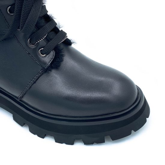 Ботинки Tuffoni черные кожаные МЕХ - фото 6, 