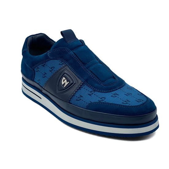 Кроссовки Giampieronicola синие замшевые с текстильными вставками - фото 2, 