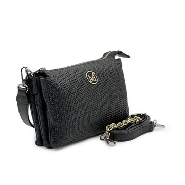 Сумка кросс-боди MOT-CLE кожаная черная c &quot;серебряной&quot; фурнитурой - фото 2, TRIS MOT NERO SILVER