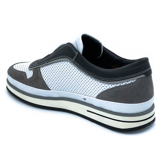 Кроссовки Giampieronicola бело-серые комбинация кожи и нубука - фото 3, A33879 GPN