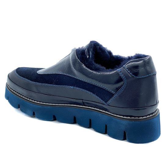 Полуботинки женские Lab Milano мех лак синие - фото 3, A11109-4 LAB