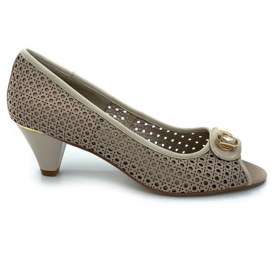 Туфли Cover бежевые кожаные со сквозной перфорацией - фото 1, 