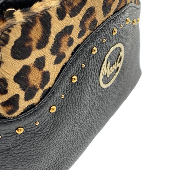 Сумка Marina Creazioni  черно-коричневая комбинация кожи и меха пони - фото 5, 