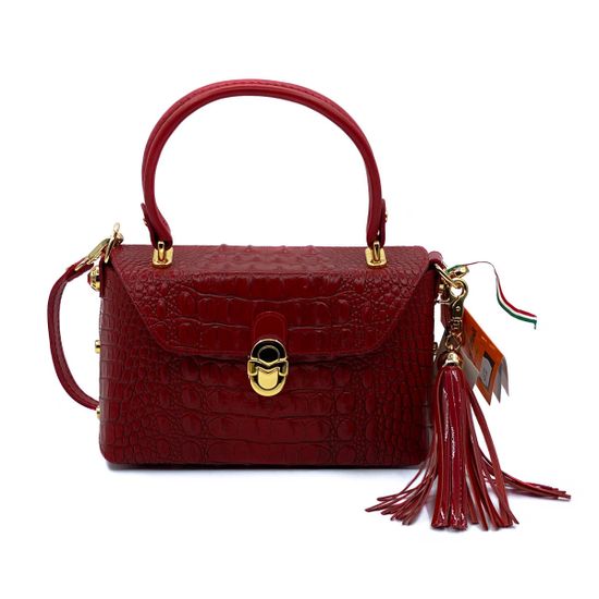 Сумка Marino Orlandi красная кожаная крокодил - фото 1, 