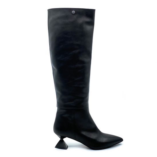 Сапоги Tiffi черные кожаные демисезонные - фото 1, 