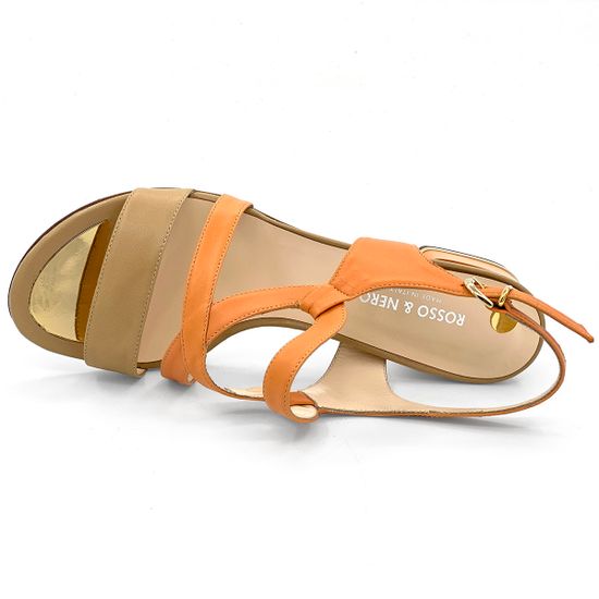 Босоножки Rosso&amp;Nero кожаные рыже-бежевые - фото 5, 