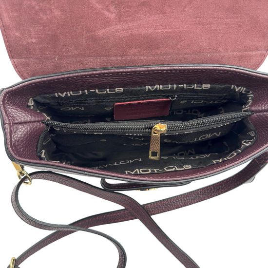 Сумка кросс-боди MOT-CLE кожаная бордовая - фото 5, VNT MOT BORDO