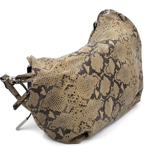 Сумка Di Gregorio бежево-коричневая кожаная тиснение под питона - фото 2, 