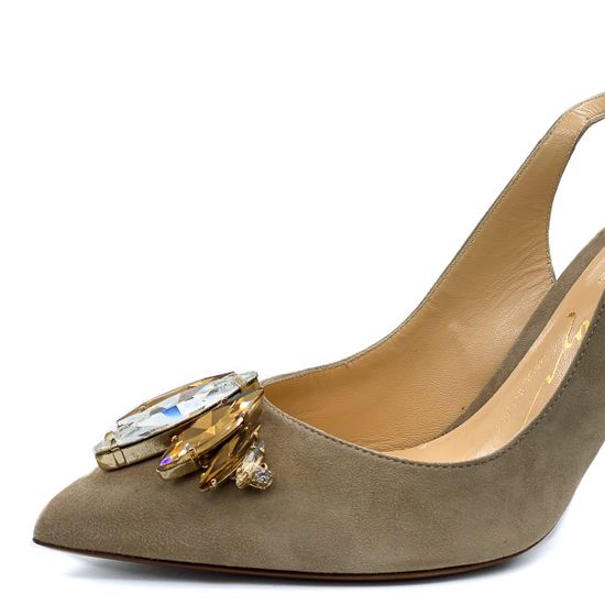 Туфли-лодочки Merlyn c открытой пяткой бежевые - фото 6, 