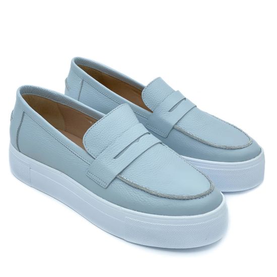 Лоферы Cover голубые кожаные - фото 7, 1705803 COV