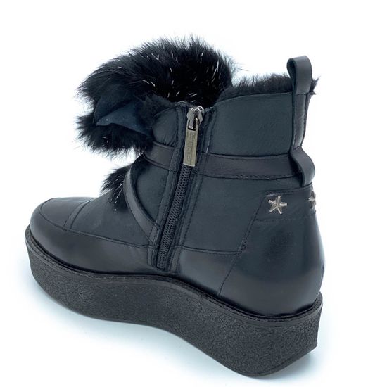 Ботинки Ilasio Renzoni черные кожаные МЕХ - фото 3, 2846 IR