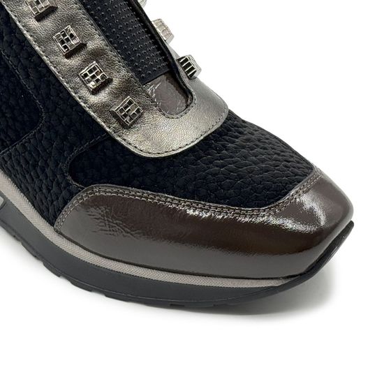 Сникеры Donna Soft черно-серебряные-серые комбинация замши и наплака демисезонные - фото 6, DS1617 DS GRIGIO