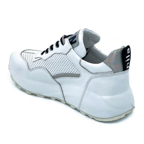 Кроссовки Nila&amp;Nila белые кожаные со сквозной перфорацией - фото 3, ZN10880 NIL BIANCO
