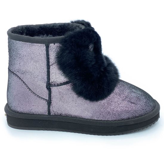 Ботинки Mara серебряные замшевые МЕХ - фото 1, 