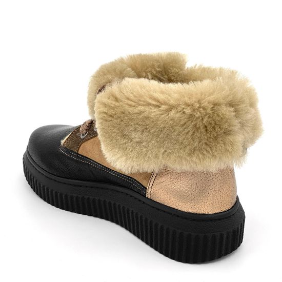 Ботинки Marzetti черно-золотые МЕХ комбинация замши и кожи - фото 5, 