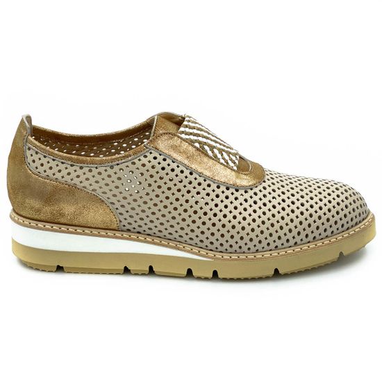 Слипоны Donna Soft бежево-бронзовые кожаные - фото 1, 