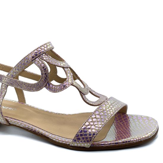 Босоножки Rosso Nero перламутрово-розовые тиснение &quot;питон&quot; - фото 6, 