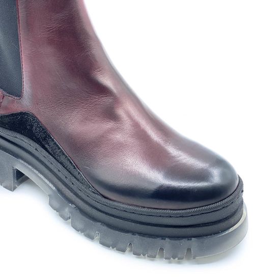 Ботинки челси Mimmu бордовые демисезонные комбинация кожи и замши - фото 6, E442E1 MIM MULBERRY